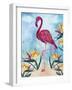 Pink Flamingo with Birds of Paradise flowers-Bee Sturgis-Framed Art Print