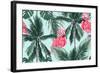 Pink Flamingos, Exotic Birds, Tropical Palm Leaves, Trees, Jungle Leaves Seamless Vector Floral Pat-NataliaKo-Framed Art Print