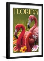 Pink Flamingos - Florida-Lantern Press-Framed Art Print