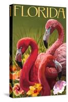 Pink Flamingos - Florida-Lantern Press-Stretched Canvas