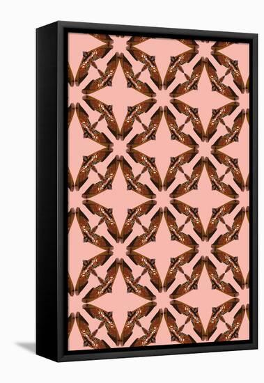 Pink Floral Moth Tiles-Belen Mena-Framed Stretched Canvas