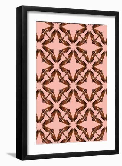 Pink Floral Moth Tiles-Belen Mena-Framed Giclee Print