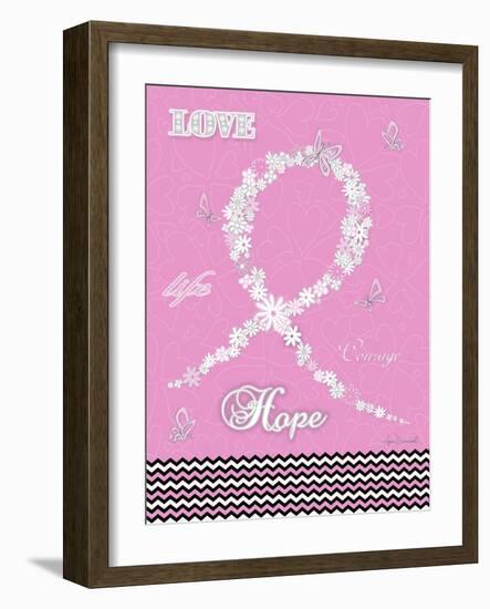 Pink Floral Ribbon-Megan Duncanson-Framed Giclee Print