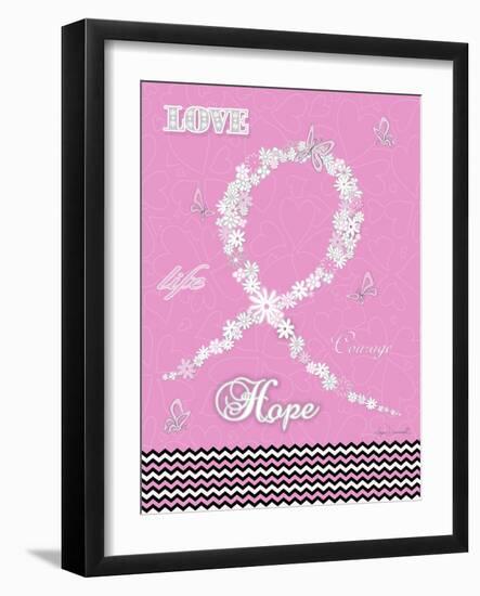 Pink Floral Ribbon-Megan Duncanson-Framed Giclee Print