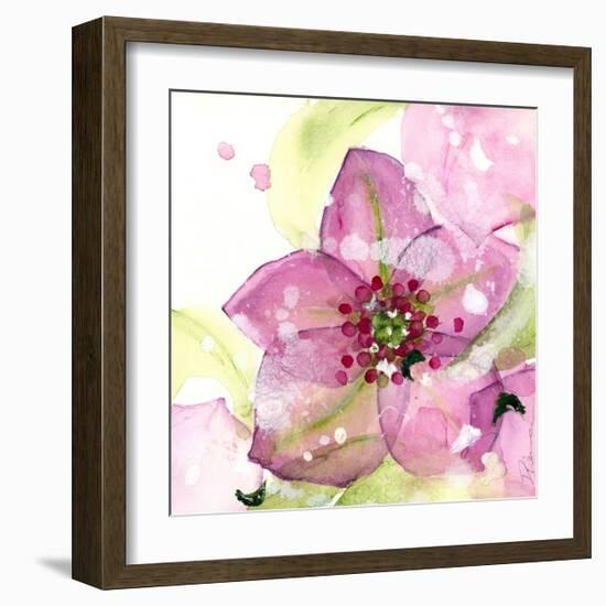 Pink Flower in the Snow-Dawn Derman-Framed Art Print