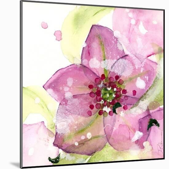 Pink Flower in the Snow-Dawn Derman-Mounted Art Print