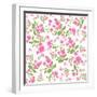 Pink Flower on White Background. Seamless Pattern-paprika-Framed Art Print