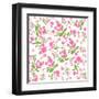 Pink Flower on White Background. Seamless Pattern-paprika-Framed Art Print
