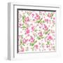 Pink Flower on White Background. Seamless Pattern-paprika-Framed Art Print