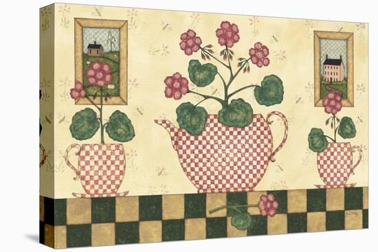 Pink Flower Pots-Robin Betterley-Stretched Canvas