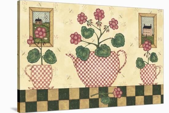 Pink Flower Pots-Robin Betterley-Stretched Canvas