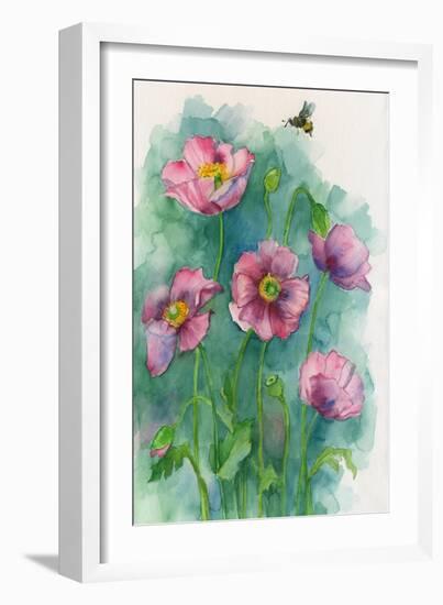 Pink Flowers and a Bee-ZPR Int’L-Framed Giclee Print