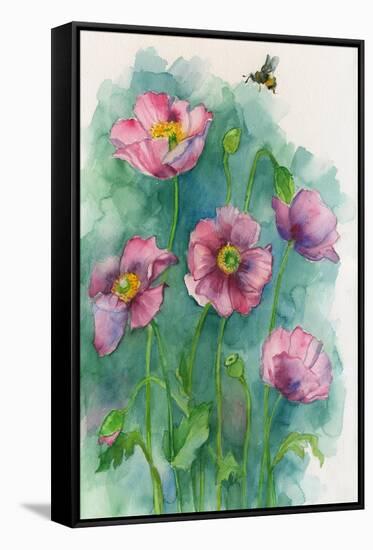 Pink Flowers and a Bee-ZPR Int’L-Framed Stretched Canvas