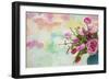 Pink Flowers and Watercolor Painting-Cora Niele-Framed Giclee Print