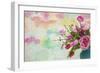 Pink Flowers and Watercolor Painting-Cora Niele-Framed Giclee Print