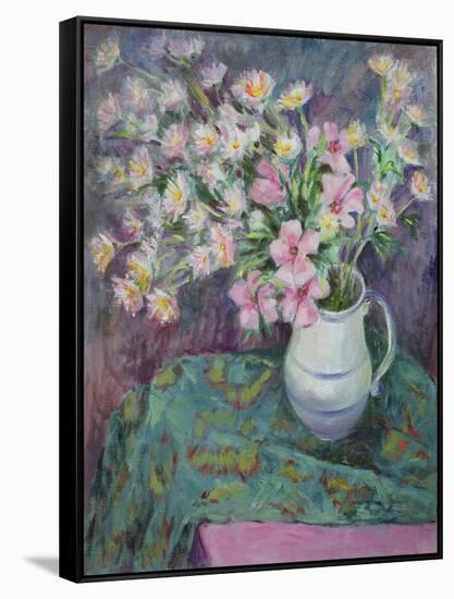 Pink Flowers in a Jug-Karen Armitage-Framed Stretched Canvas