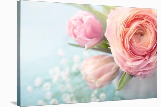 Pink Flowers in a Vase-egal-Stretched Canvas