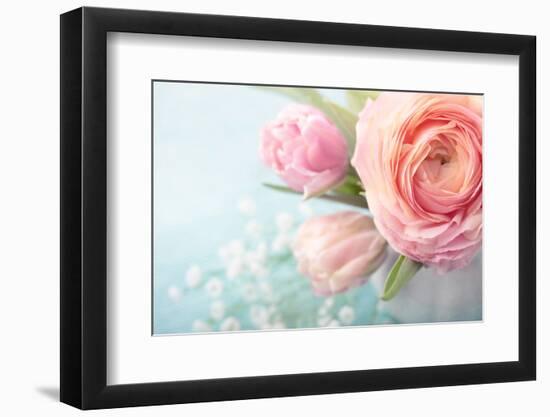 Pink Flowers in a Vase-egal-Framed Photographic Print