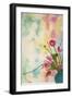 Pink Flowers in Turqoise Vase-Cora Niele-Framed Giclee Print