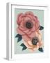 Pink Flowers on Mint I-Vivien Rhyan-Framed Art Print