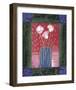 Pink Flowers on Red-Hussey-Framed Giclee Print