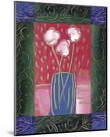Pink Flowers on Red-Hussey-Mounted Giclee Print