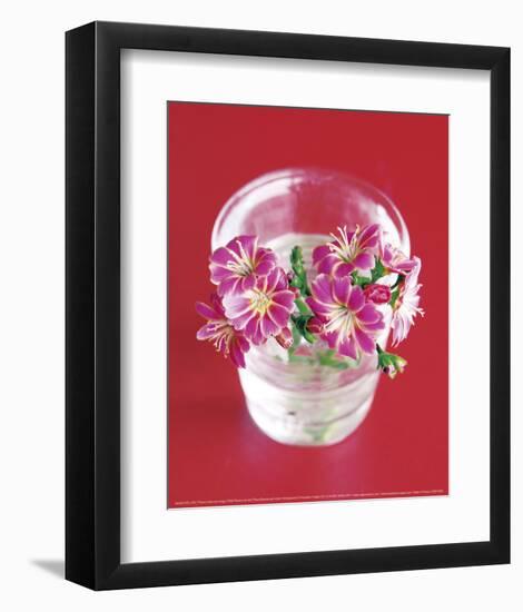 Pink Flowers On Red-Amelie Vuillon-Framed Art Print