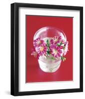 Pink Flowers On Red-Amelie Vuillon-Framed Art Print