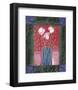 Pink Flowers on Red-James Hussey-Framed Art Print