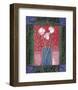 Pink Flowers on Red-James Hussey-Framed Art Print