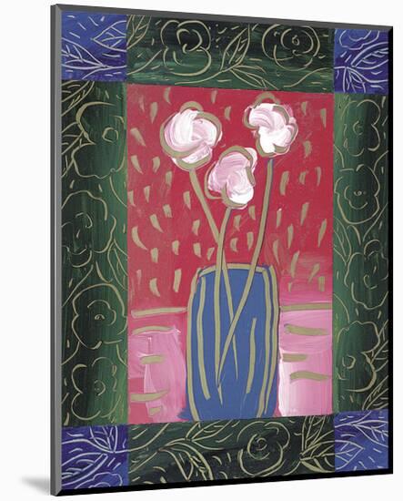 Pink Flowers on Red-James Hussey-Mounted Art Print