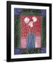 Pink Flowers on Red-James Hussey-Framed Art Print