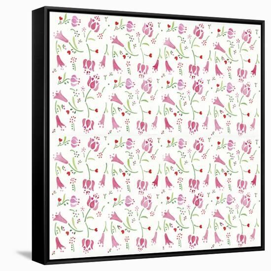 Pink Flowers Pattern-Wendy Edelson-Framed Stretched Canvas