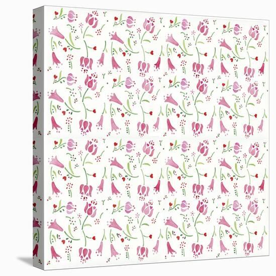 Pink Flowers Pattern-Wendy Edelson-Stretched Canvas