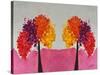 Pink Folksy Trees-Ruth Palmer-Stretched Canvas