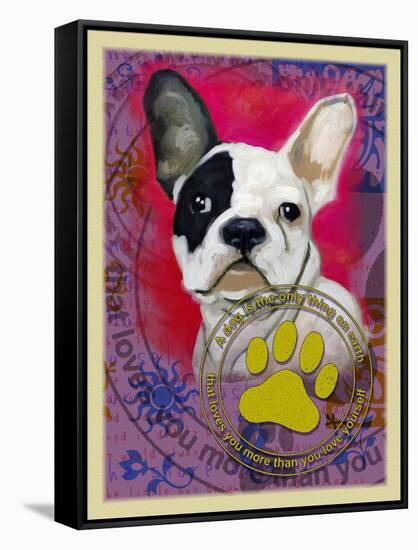 Pink French Bulldog-Cathy Cute-Framed Stretched Canvas