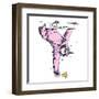 Pink Funny Sloth with a Unicorn Horn and with a Star on a Trunk Tree. Slothicorn - Lettering Quote.-null-Framed Art Print