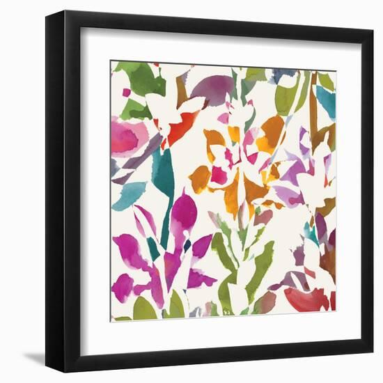 Pink Garden Square III White-Hugo Wild-Framed Art Print