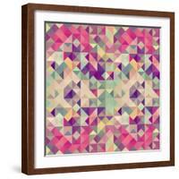 Pink Geometric Pattern-cienpies-Framed Art Print