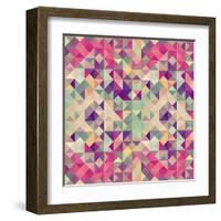 Pink Geometric Pattern-cienpies-Framed Art Print