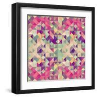 Pink Geometric Pattern-cienpies-Framed Art Print