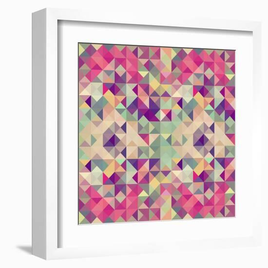 Pink Geometric Pattern-cienpies-Framed Art Print