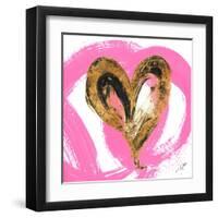 Pink & Gold Heart Strokes I-Gina Ritter-Framed Art Print