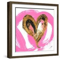 Pink & Gold Heart Strokes I-Gina Ritter-Framed Art Print