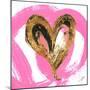 Pink & Gold Heart Strokes I-Gina Ritter-Mounted Art Print