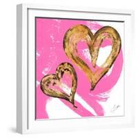 Pink & Gold Heart Strokes II-Gina Ritter-Framed Art Print