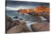 Pink Granite Coast, Brittany, France. the Ploumanach Lighthouse (Men Ruz) an Sunset.-ClickAlps-Stretched Canvas