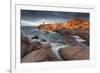 Pink Granite Coast, Brittany, France. the Ploumanach Lighthouse (Men Ruz) an Sunset.-ClickAlps-Framed Premium Photographic Print