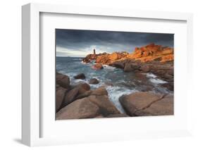 Pink Granite Coast, Brittany, France. the Ploumanach Lighthouse (Men Ruz) an Sunset.-ClickAlps-Framed Photographic Print