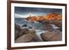 Pink Granite Coast, Brittany, France. the Ploumanach Lighthouse (Men Ruz) an Sunset.-ClickAlps-Framed Photographic Print